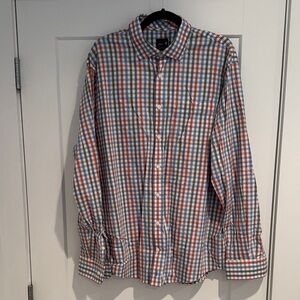 johnnie-O Blue, orange, green checkered shirt